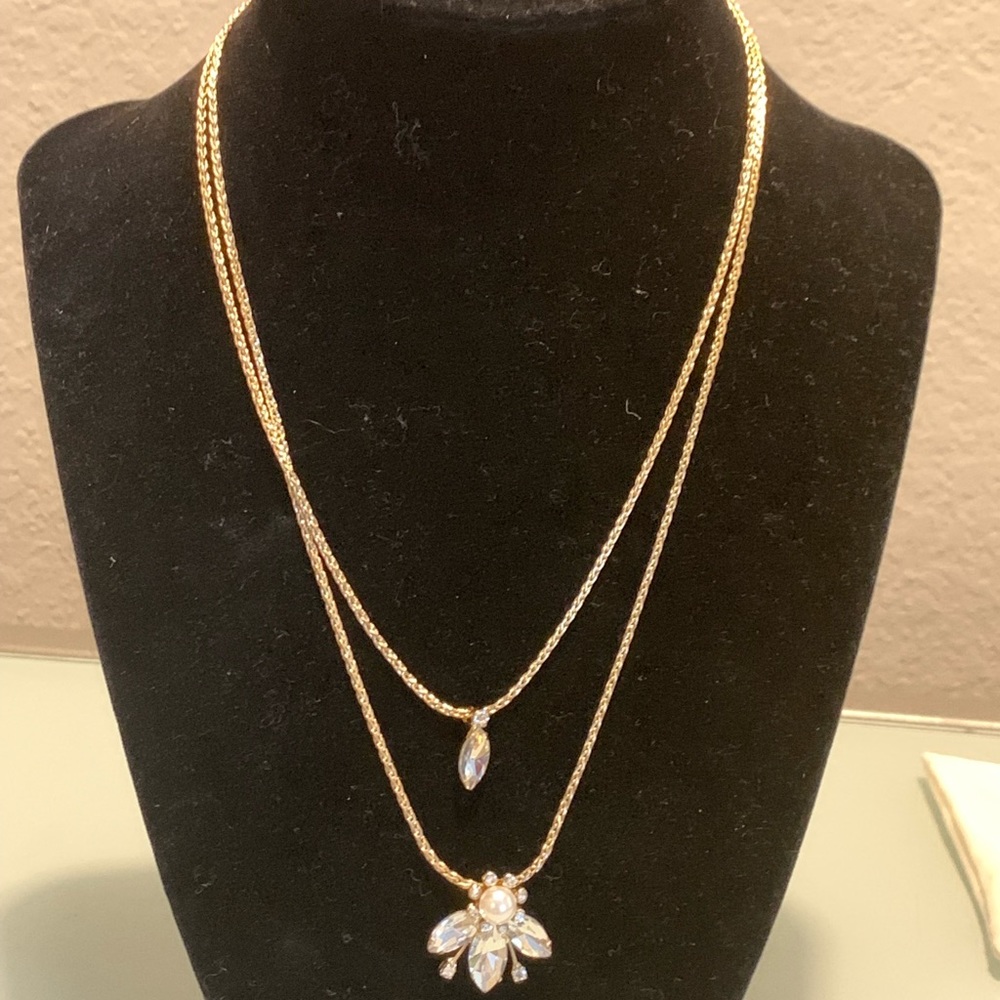 Banana Republic 2 Strand Crystal Pendent Necklace